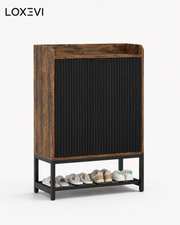 Five Tier Wooden Shoe Cabinet with Doors Loxevi