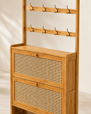 Flip Door Shoe Storage Cabinet with Hooks Loxevi