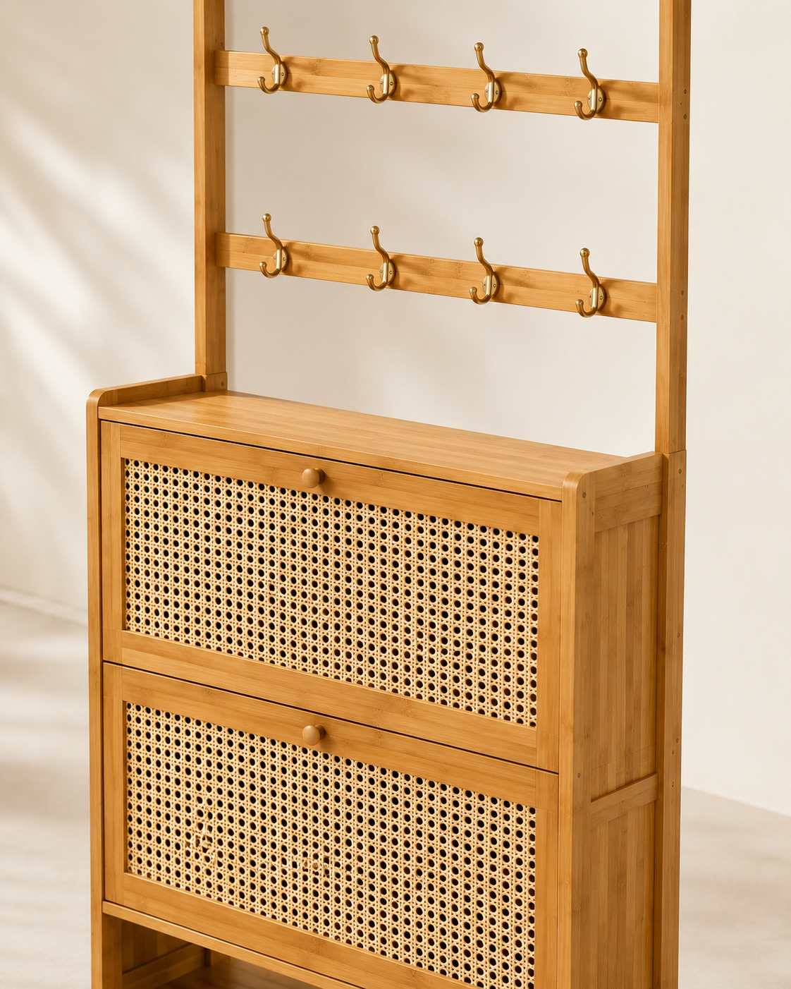 Flip Door Shoe Storage Cabinet with Hooks Loxevi