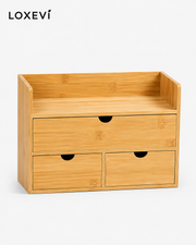 Bamboo Desk Organizer with Three Drawers Loxevi