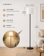 Modern Fabric Floor Lamp with E27 LED Bulb Loxevi