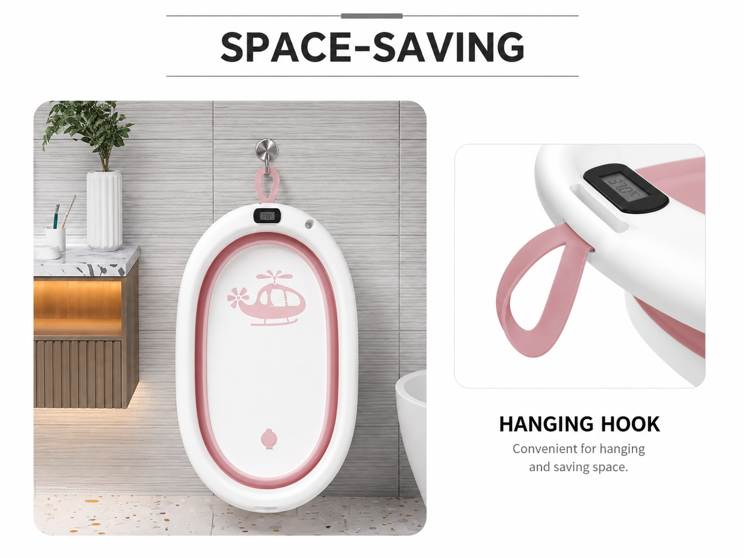 Foldable Baby Bath with Thermometer and Seat Loxevi