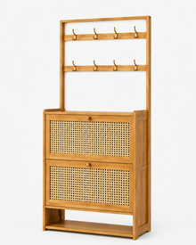 Flip Door Shoe Storage Cabinet with Hooks Loxevi