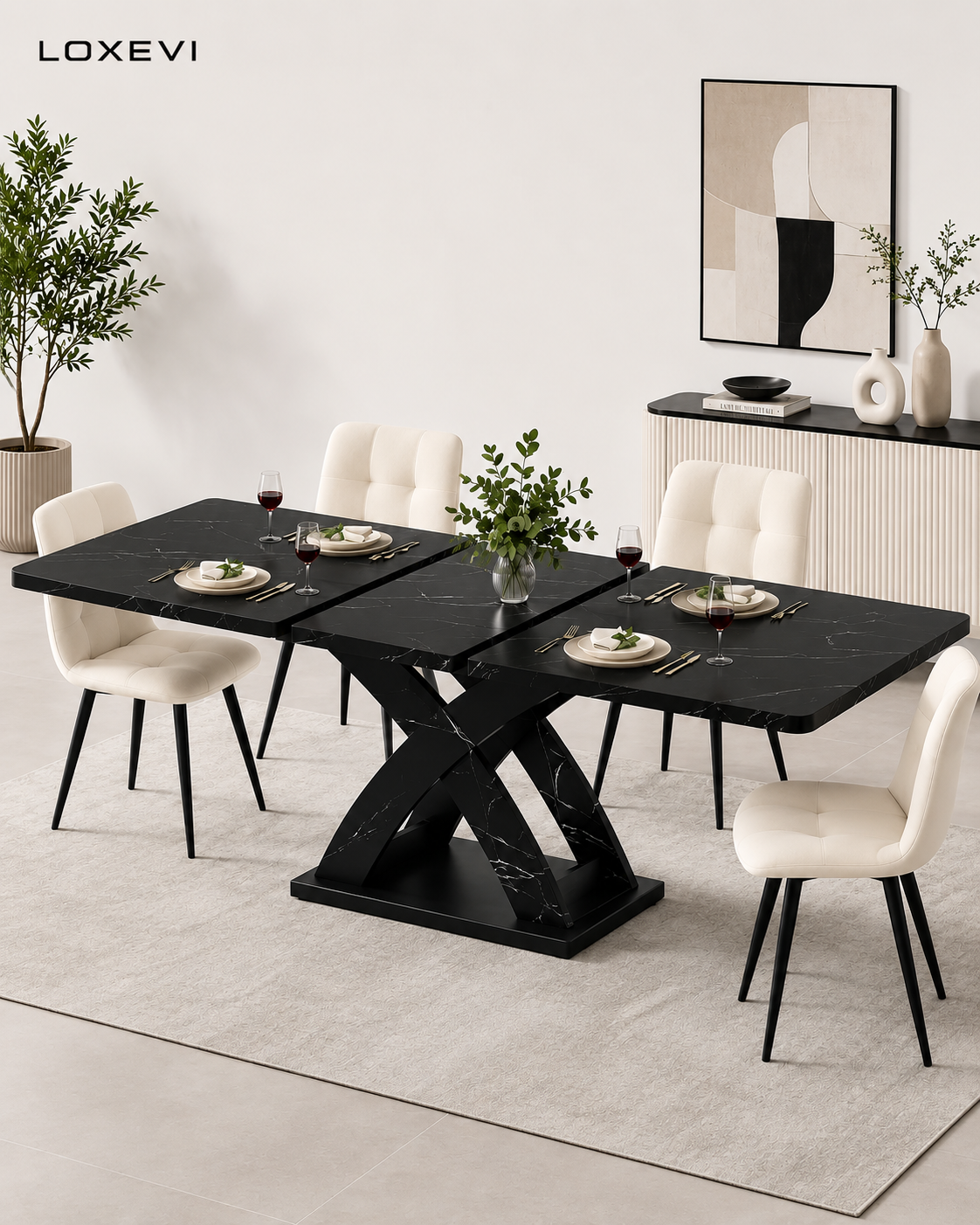 Marble Extendable Dining Table Loxevi