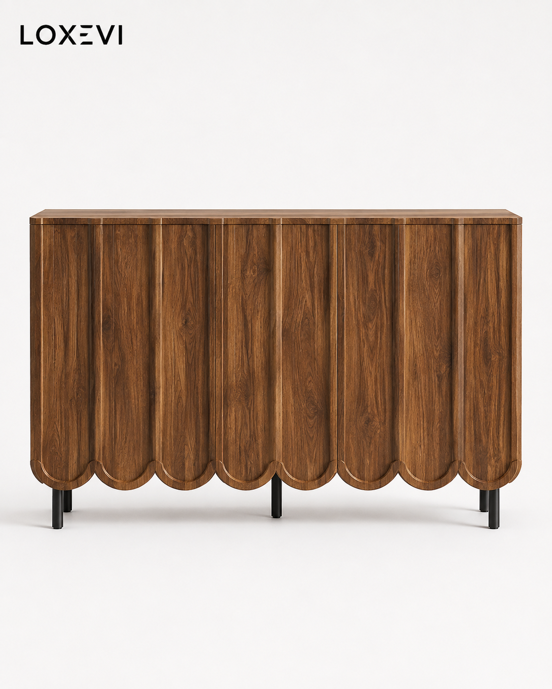 Modern Wood Sideboard with Wave Doors Loxevi