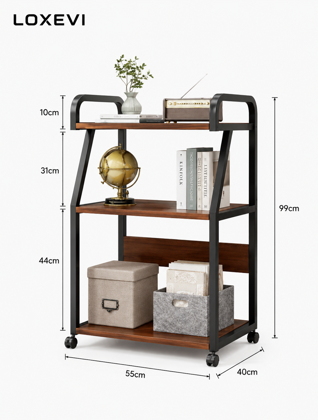 Mobile Three Tier Printer Stand Loxevi