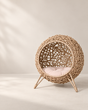 Luxury Woven Rattan Cat Bed with Soft Cushion Loxevi