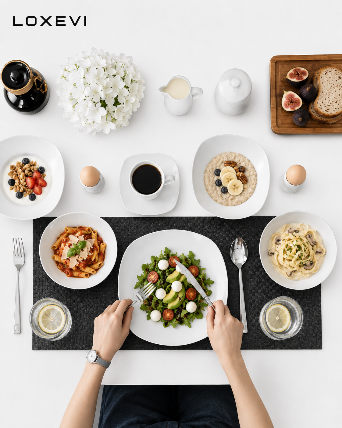 Elegant 50 Piece Dinnerware Set Loxevi