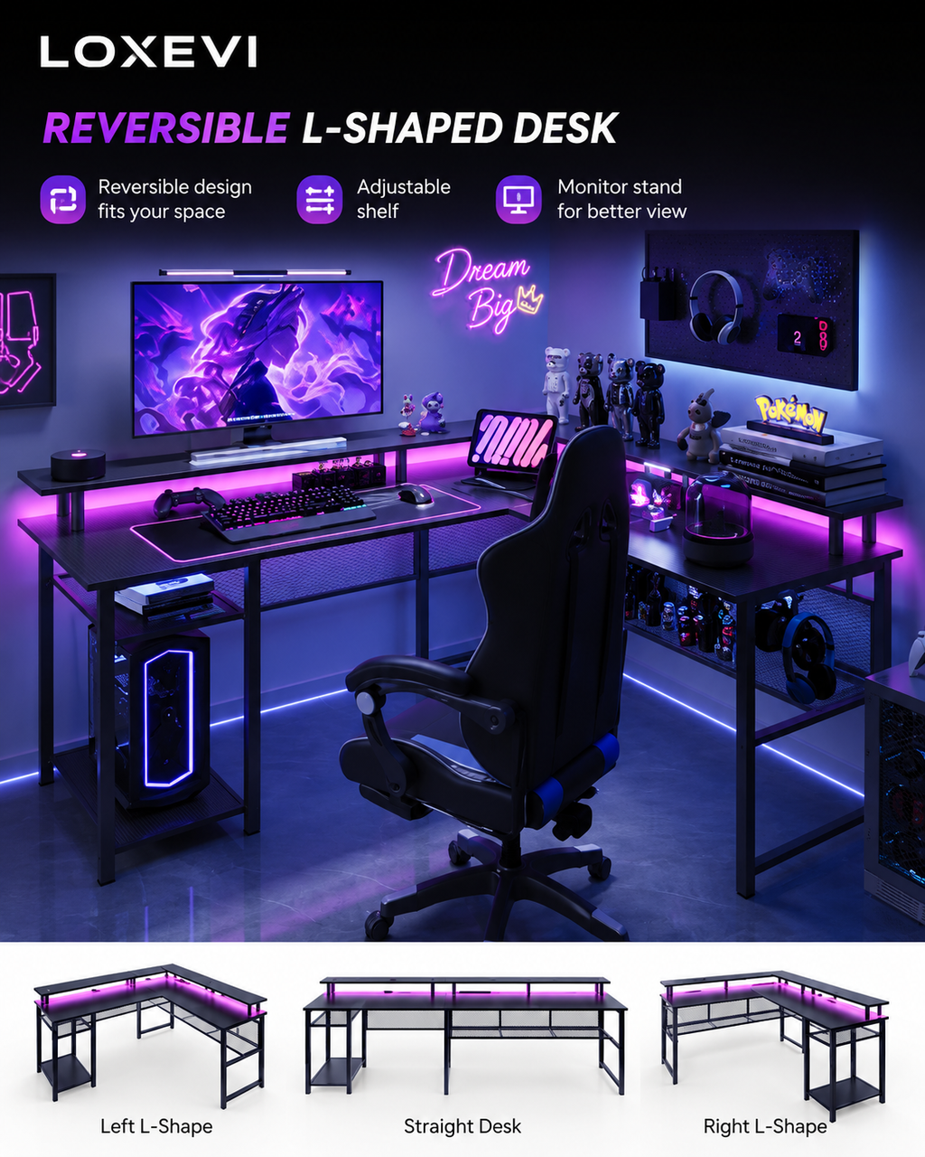 L Shaped Gaming Desk Loxevi