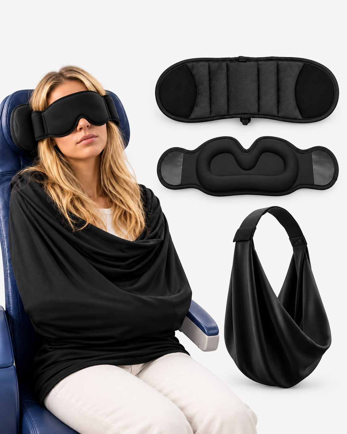 3-in-1 Travel Rest Kit with Eye Mask & Body Support | LADP