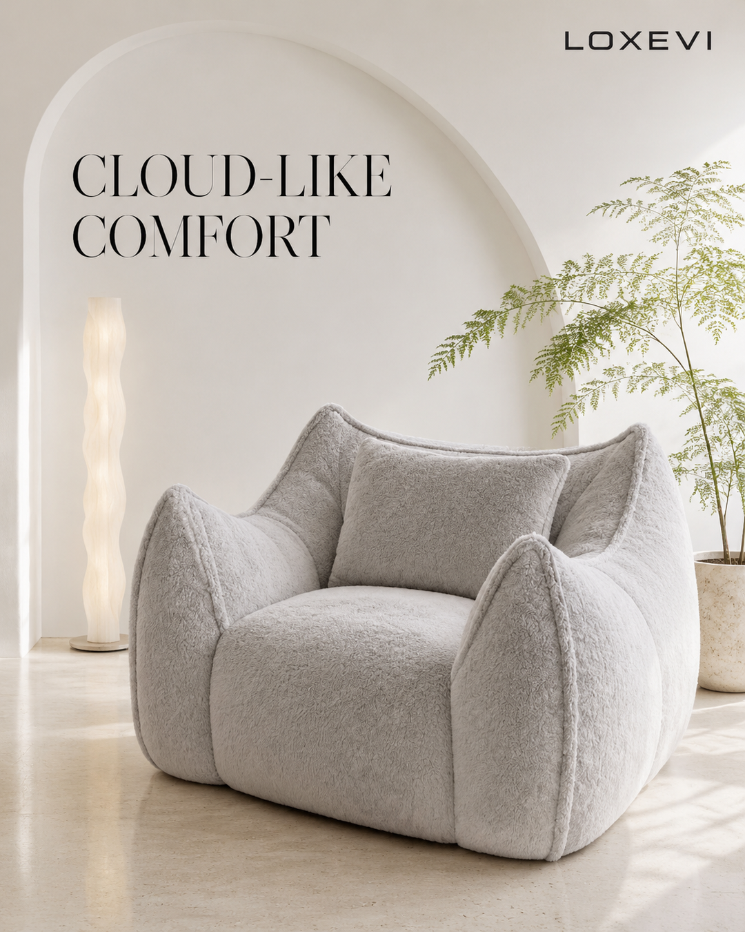 Oversized Faux Fur Bean Bag Sofa Loxevi
