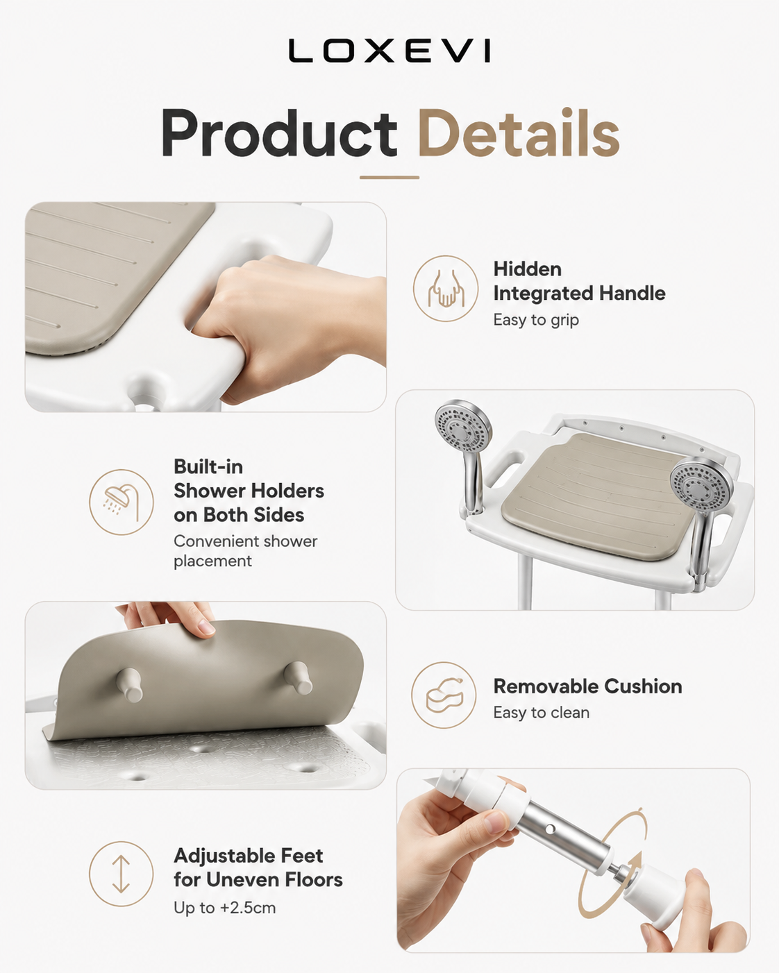 Wall Mounted Folding Shower Seat Loxevi