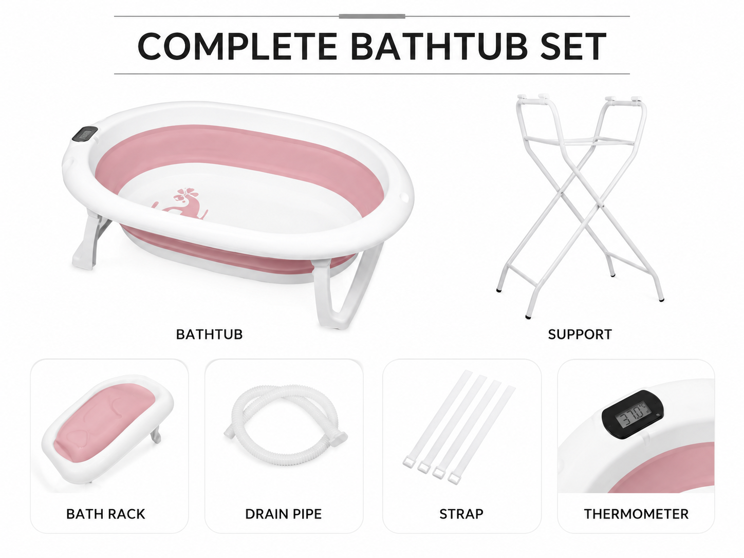 Foldable Baby Bath with Thermometer and Seat Loxevi