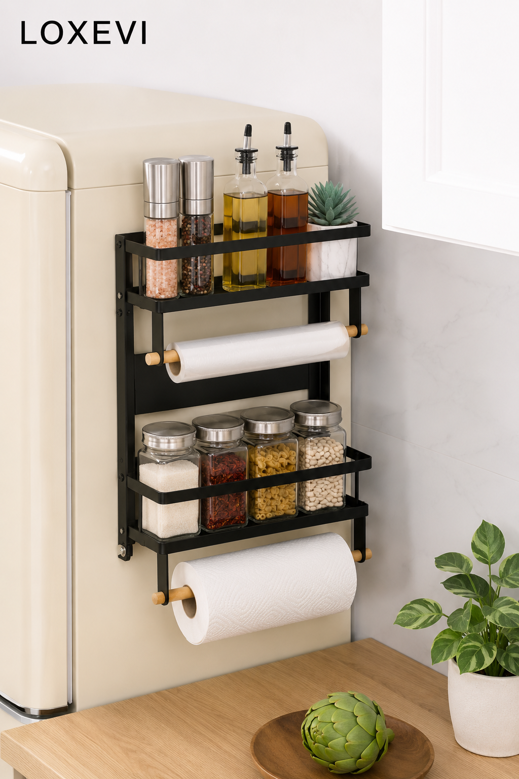 Four Tier Magnetic Refrigerator Spice Rack Loxevi