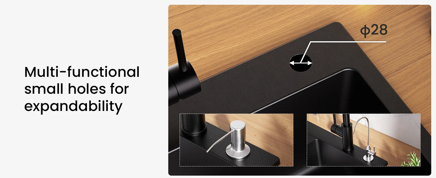 60 x 45 cm Kitchen Sink Black Composite Granite BMC Artificial Stone Single Bowl for Modern Kitchen and Apartment Heat Resistant Quartz Sink Topmount Installation with Draining Basket and Siphon