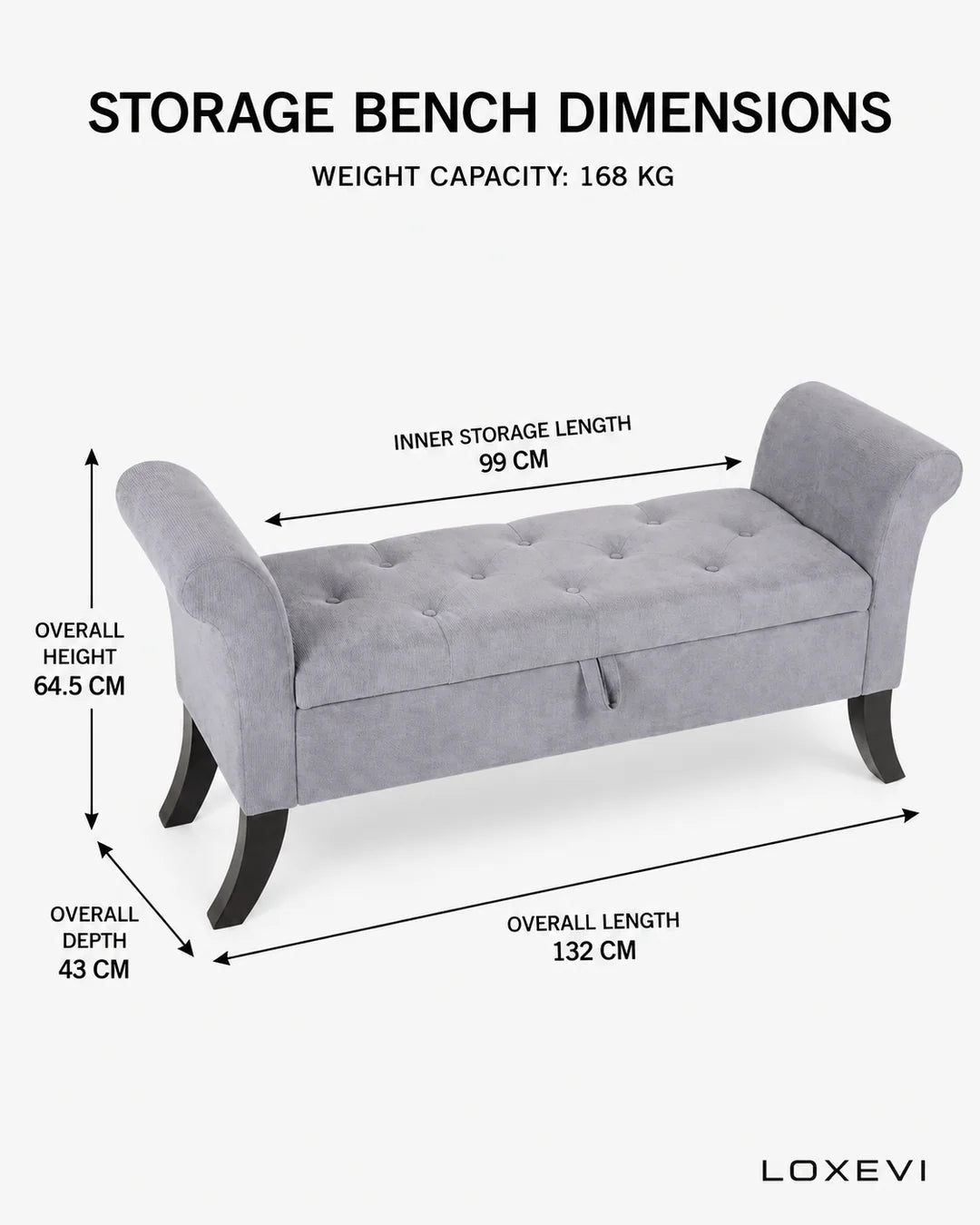 Storage Bench with Armrests Loxevi