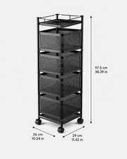 Five Tier Rotating Mobile Storage Basket Loxevi