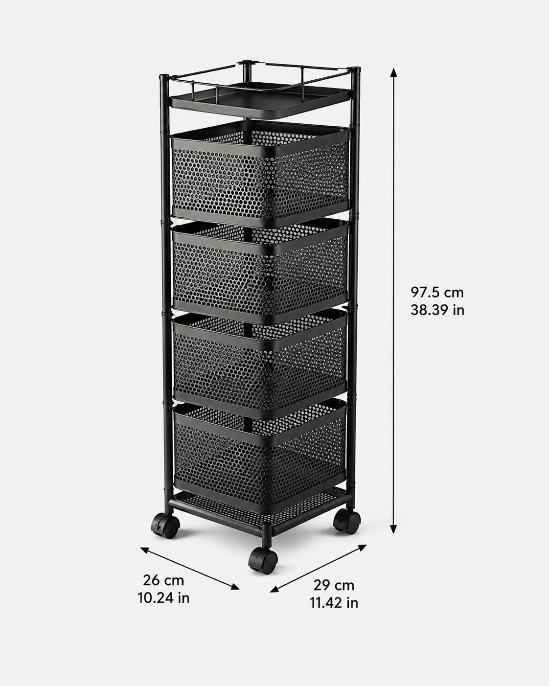 Five Tier Rotating Mobile Storage Basket Loxevi