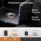 60 x 45 cm Kitchen Sink Black Composite Granite BMC Artificial Stone Single Bowl for Modern Kitchen and Apartment Heat Resistant Quartz Sink Topmount Installation with Draining Basket and Siphon