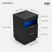 Modern Black Two Drawer Nightstand Loxevi