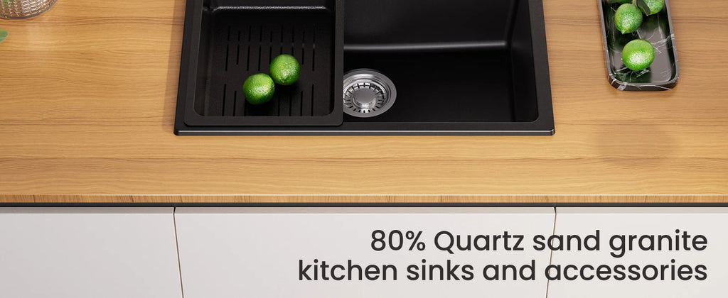 60 x 45 cm Kitchen Sink Black Composite Granite BMC Artificial Stone Single Bowl for Modern Kitchen and Apartment Heat Resistant Quartz Sink Topmount Installation with Draining Basket and Siphon
