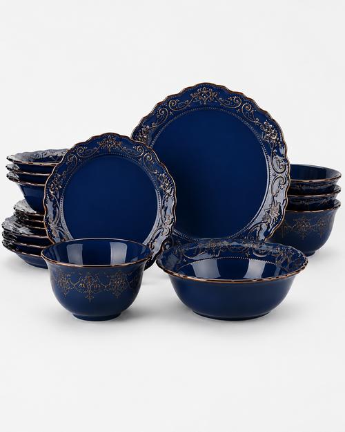 16 Piece Blue Reactive Glaze Dinnerware Set Loxevi