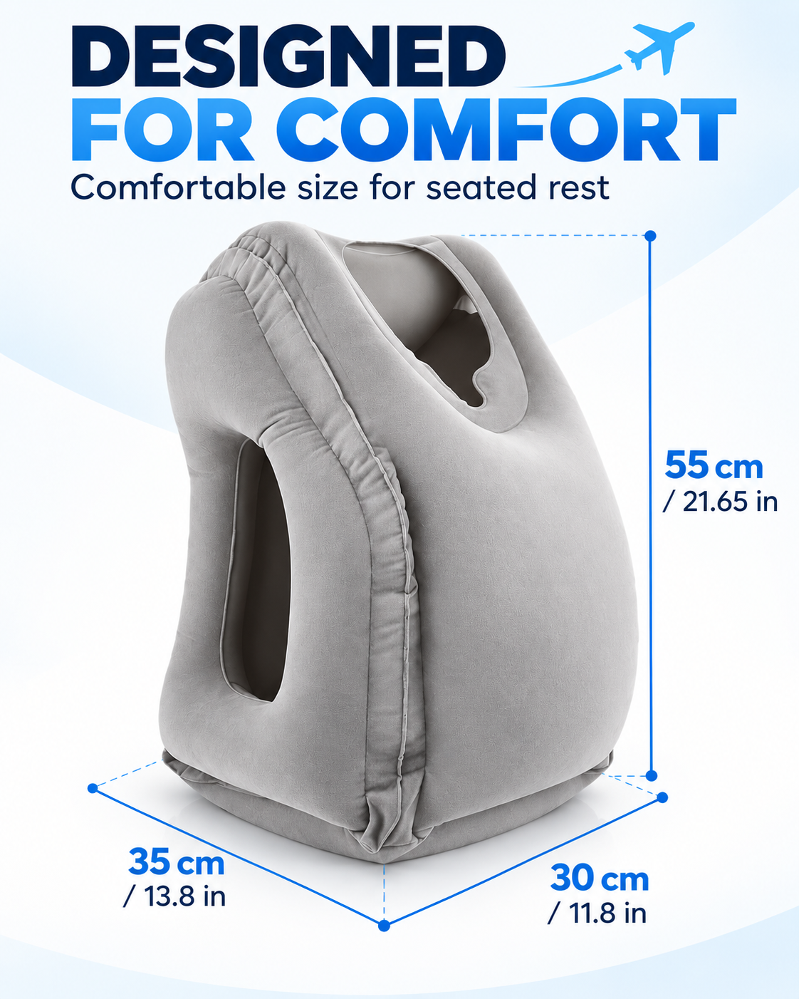 Inflatable Ergonomic Travel Pillow with Face and Arm Support Loxevi