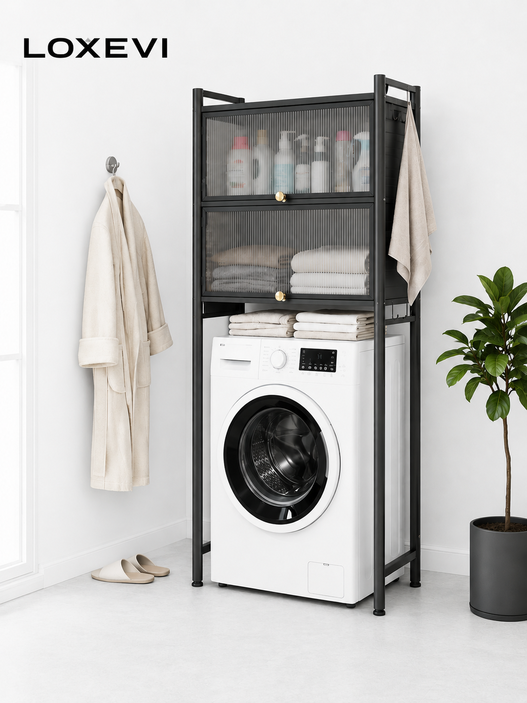 Over Washer Storage Rack Loxevi
