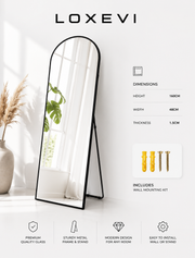 Full Length Arch Mirror 160×48 cm | Black Floor Mirror Loxevi
