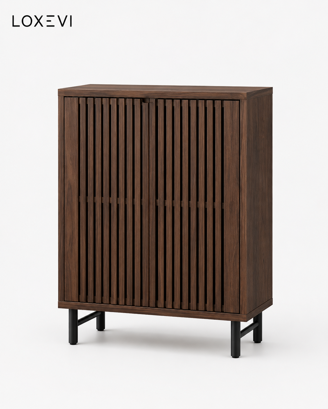 Large Six Tier Shoe Cabinet with Slatted Doors Loxevi