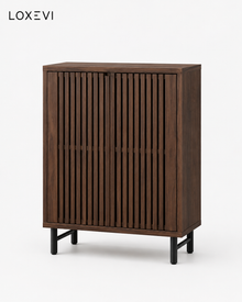 Large Six Tier Shoe Cabinet with Slatted Doors Loxevi