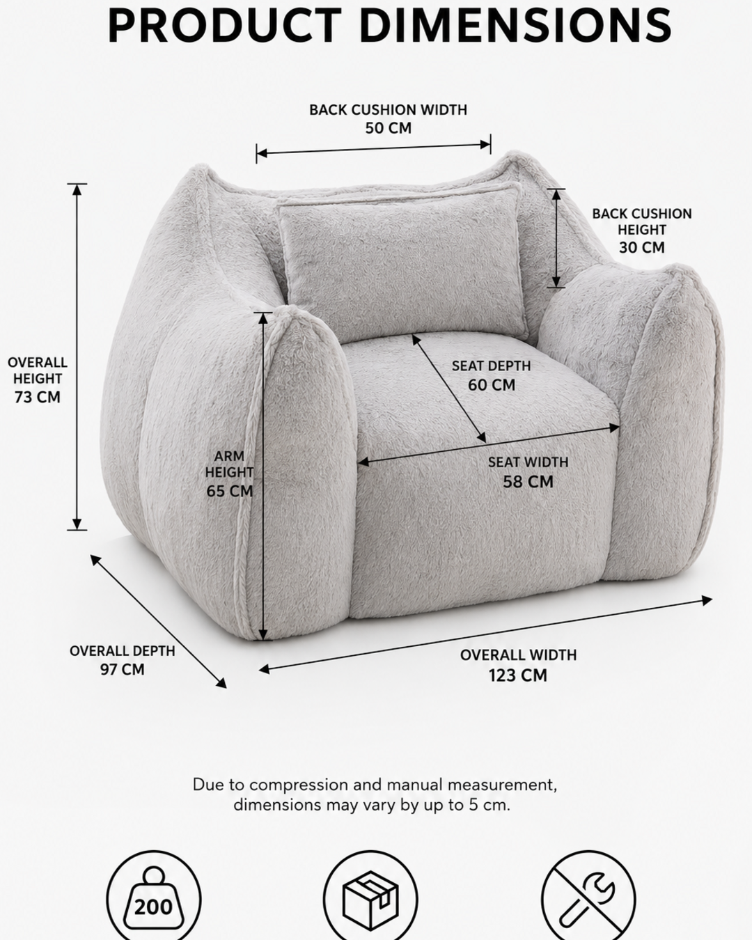 Oversized Faux Fur Bean Bag Sofa Loxevi