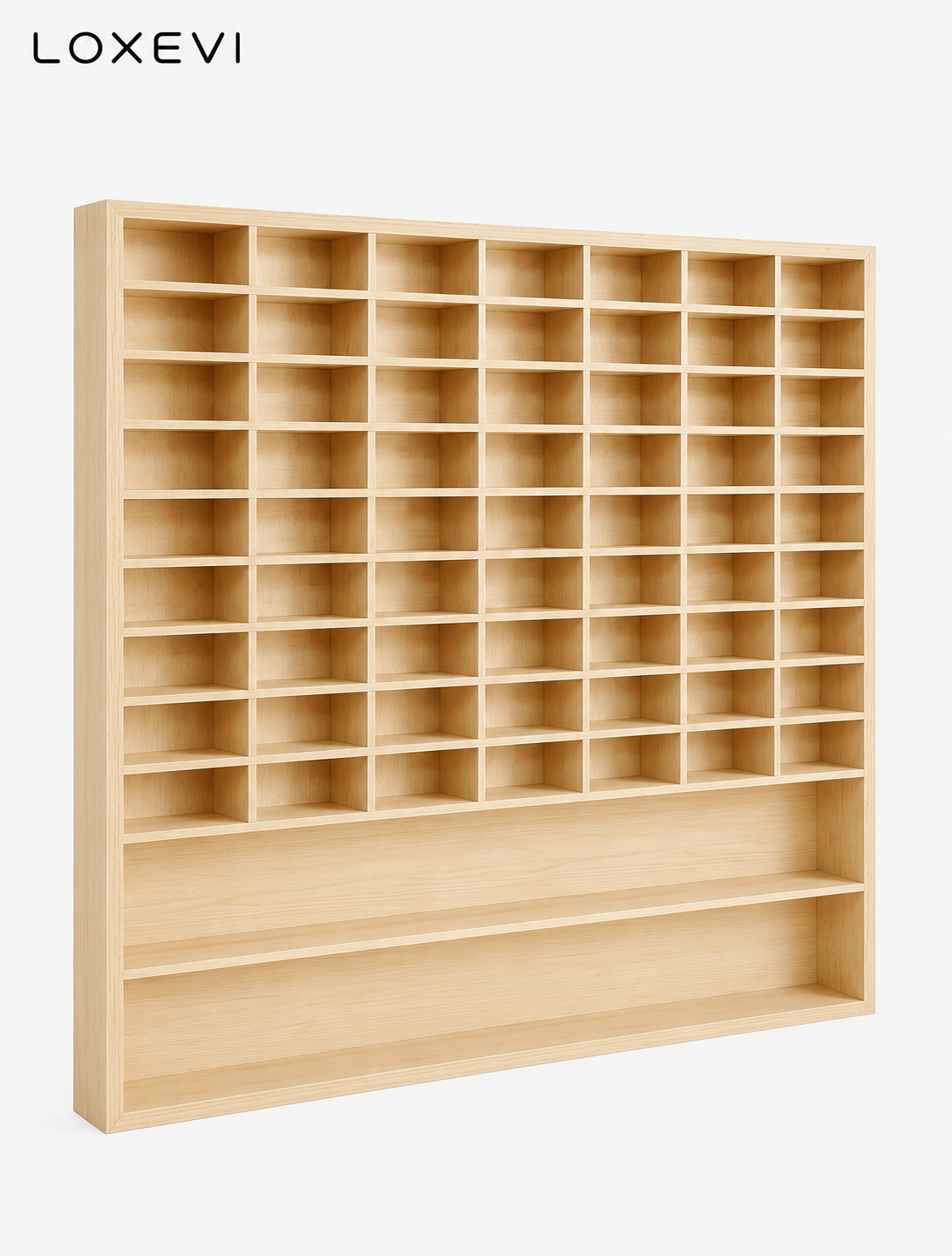 Solid Wood 62 Compartment Wall Display Shelf Loxevi