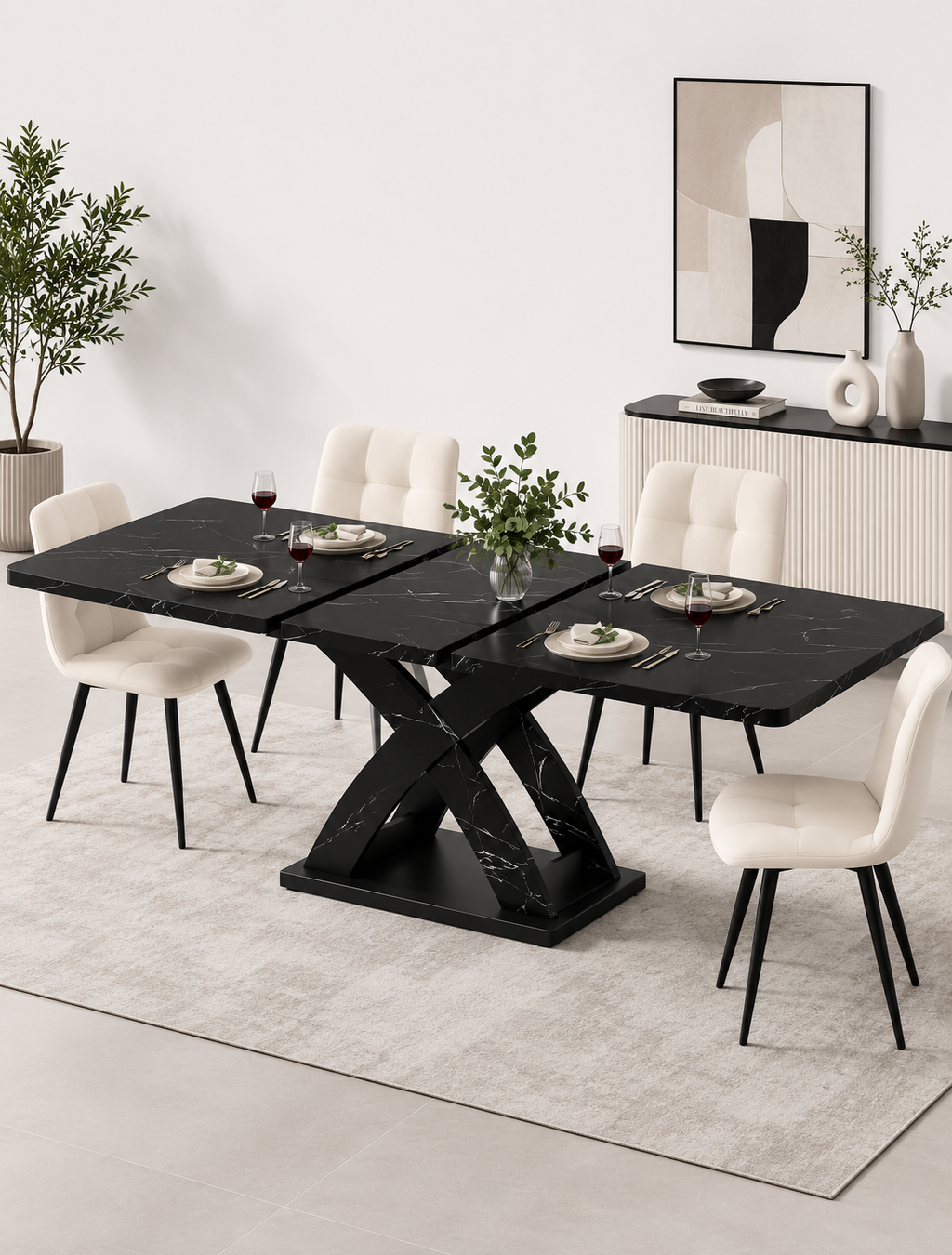 Marble Extendable Dining Table Loxevi