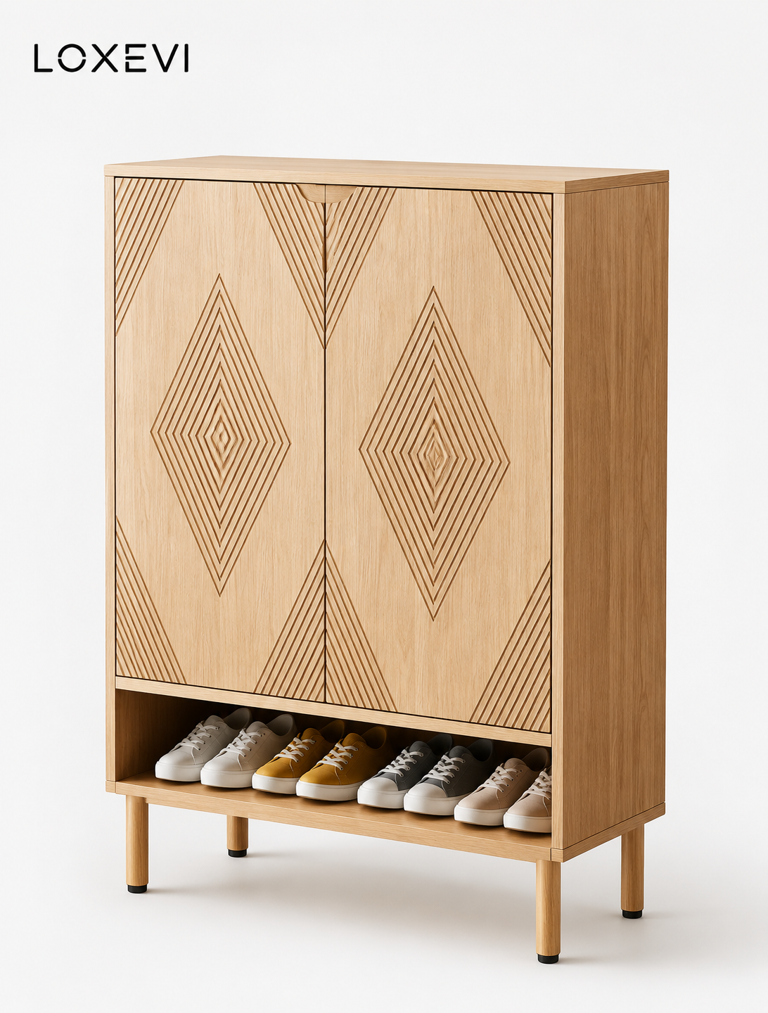 Modern Six Tier Shoe Cabinet with Doors Loxevi