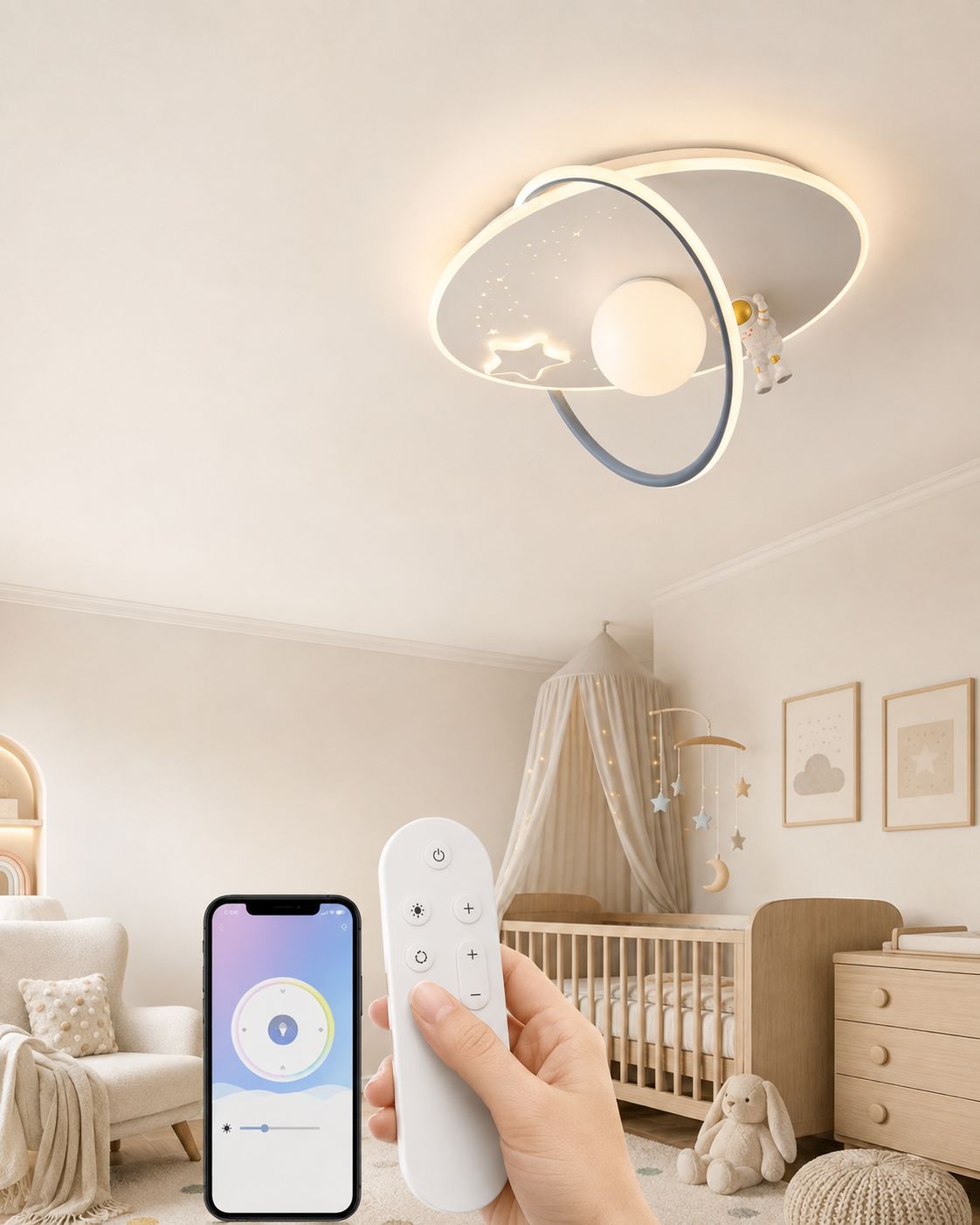 Dimmable Kids Ceiling Light with Remote Loxevi