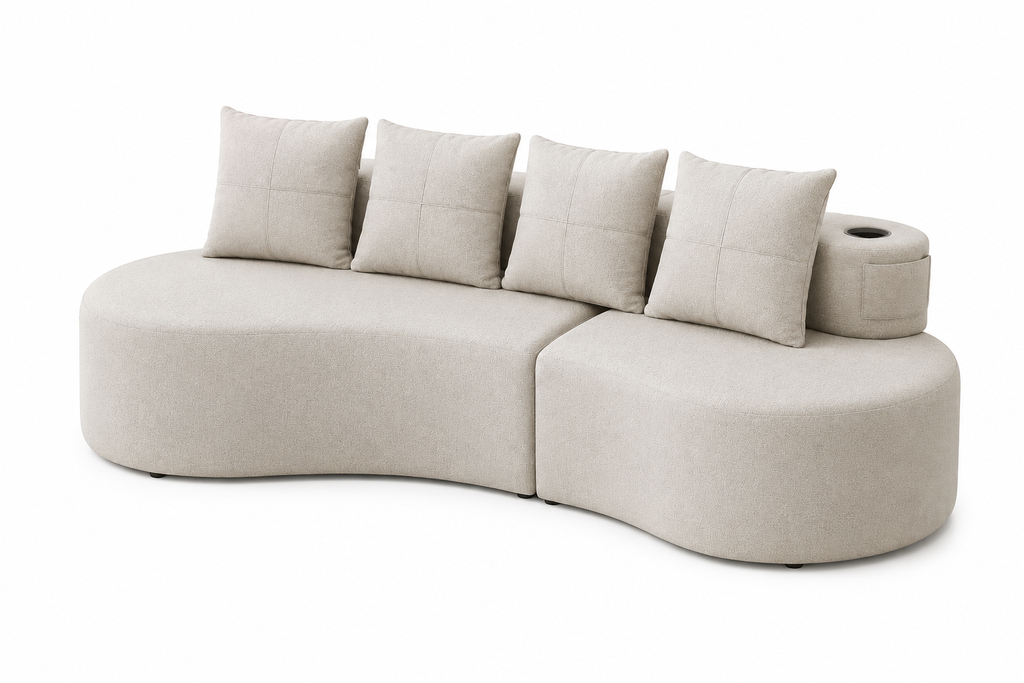 Curved Linen Sofa Loxevi