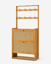 Flip Door Shoe Storage Cabinet with Hooks Loxevi
