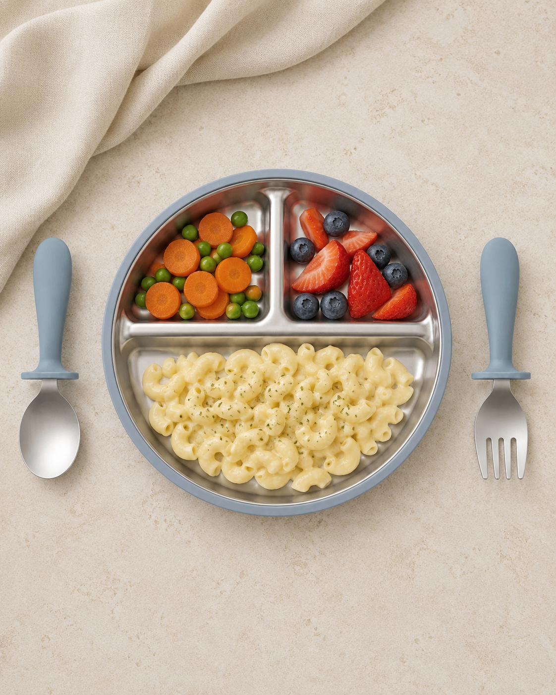 Three Piece Stainless Steel Baby Dinnerware Set Loxevi