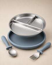 Three Piece Stainless Steel Baby Dinnerware Set Loxevi