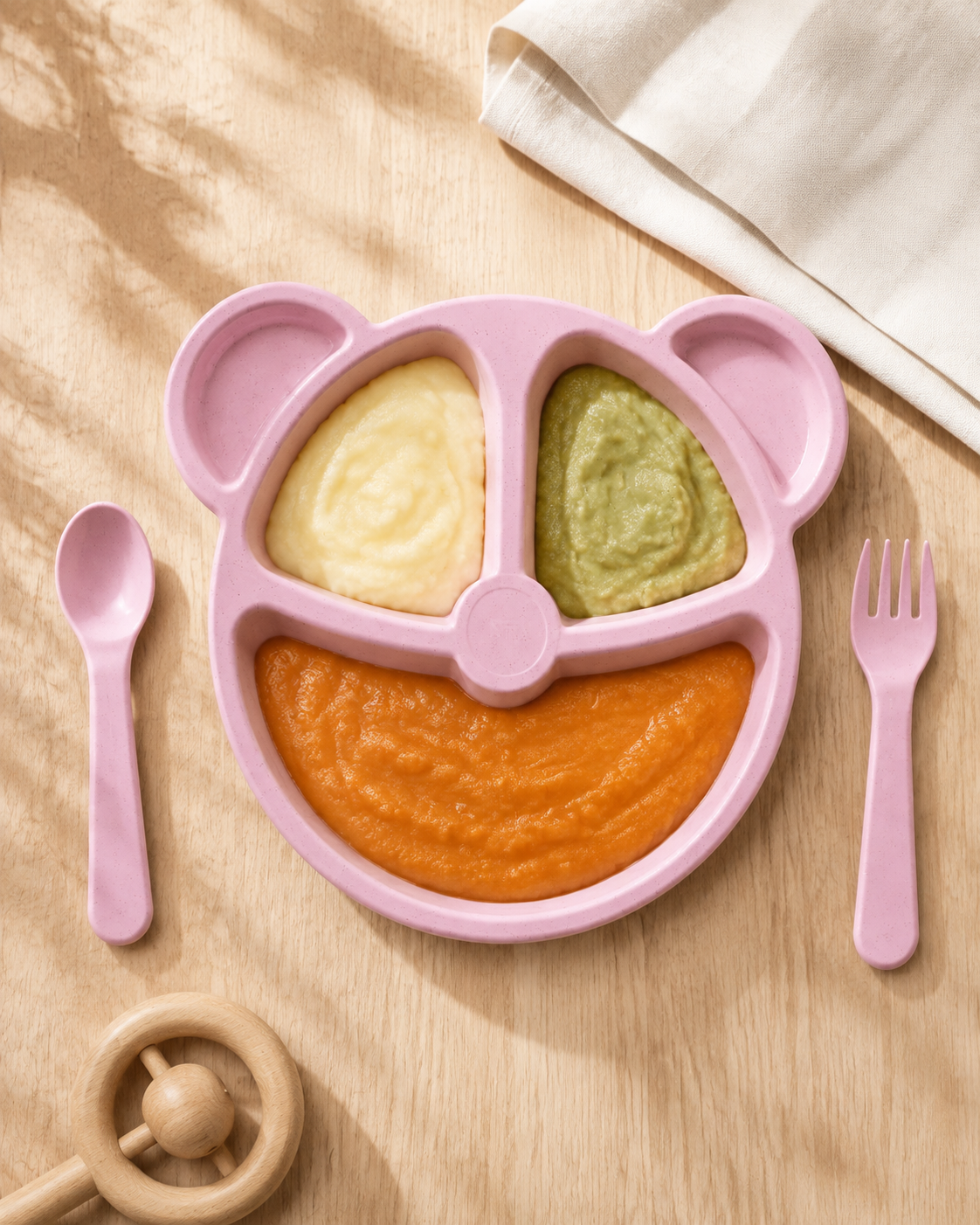 Three Piece Bear Baby Dinnerware Set Loxevi
