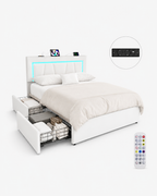 LED Storage Bed Frame with Mattress Loxevi