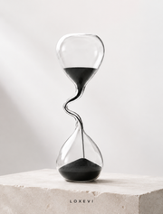 Modern Curved Black Glass Hourglass Loxevi