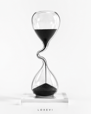 Modern Curved Black Glass Hourglass Loxevi