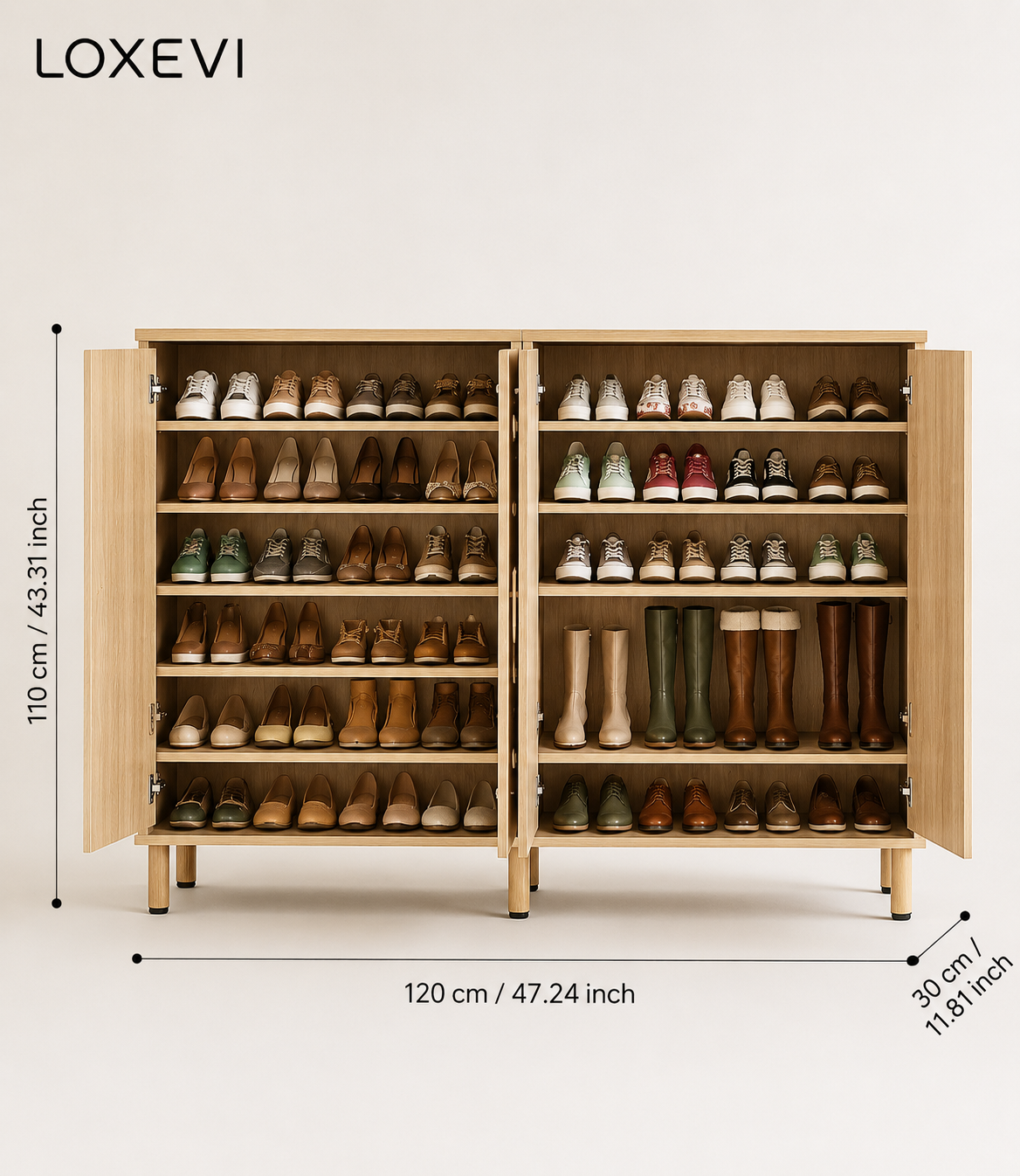 Modern Six Tier Shoe Cabinet with Doors Loxevi