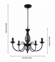 Five Light Retro Iron Chandelier Loxevi