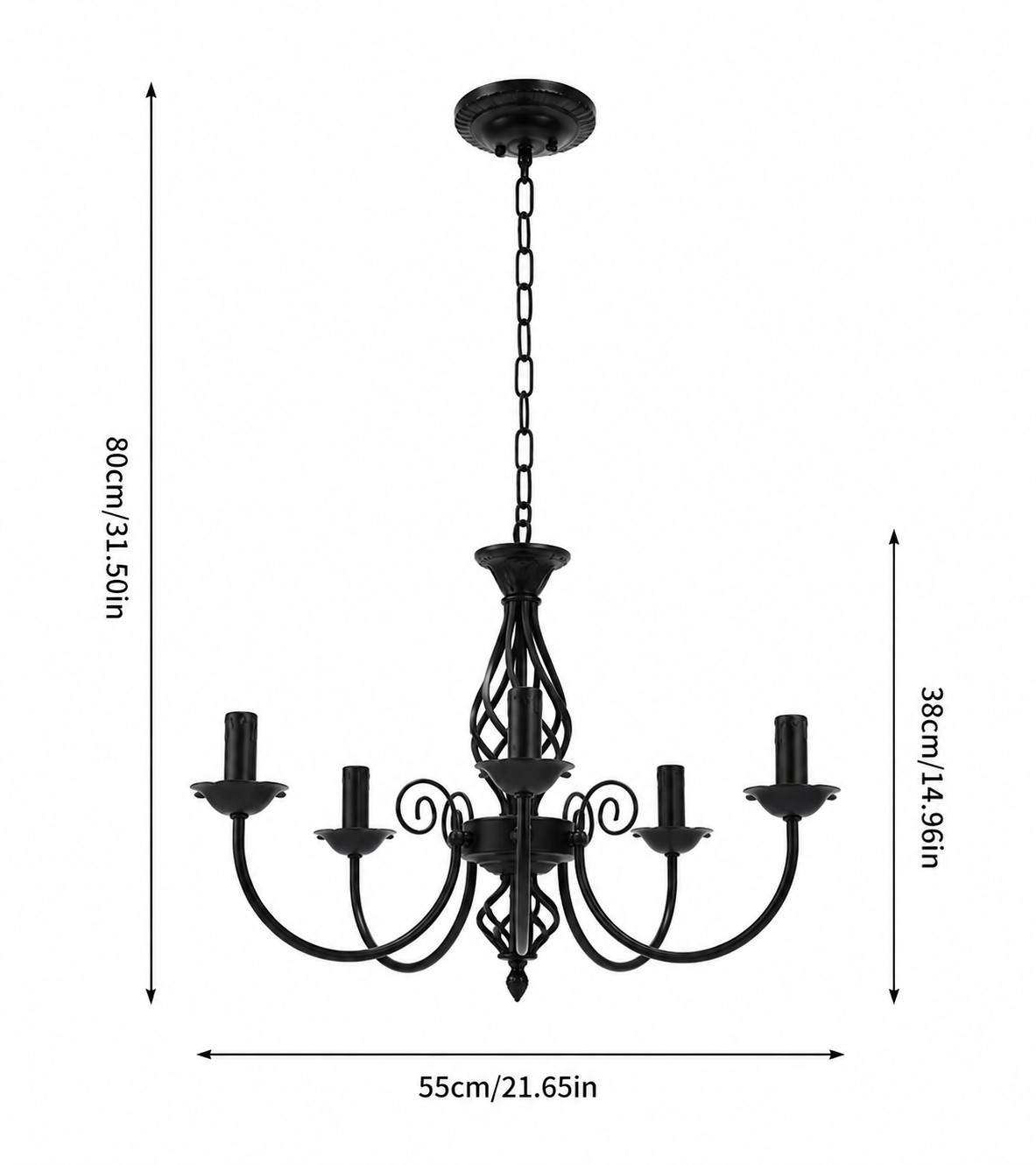 Five Light Retro Iron Chandelier Loxevi