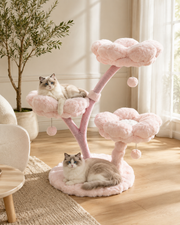Pink Blossom Cat Tree with Plush Flower Platforms Loxevi