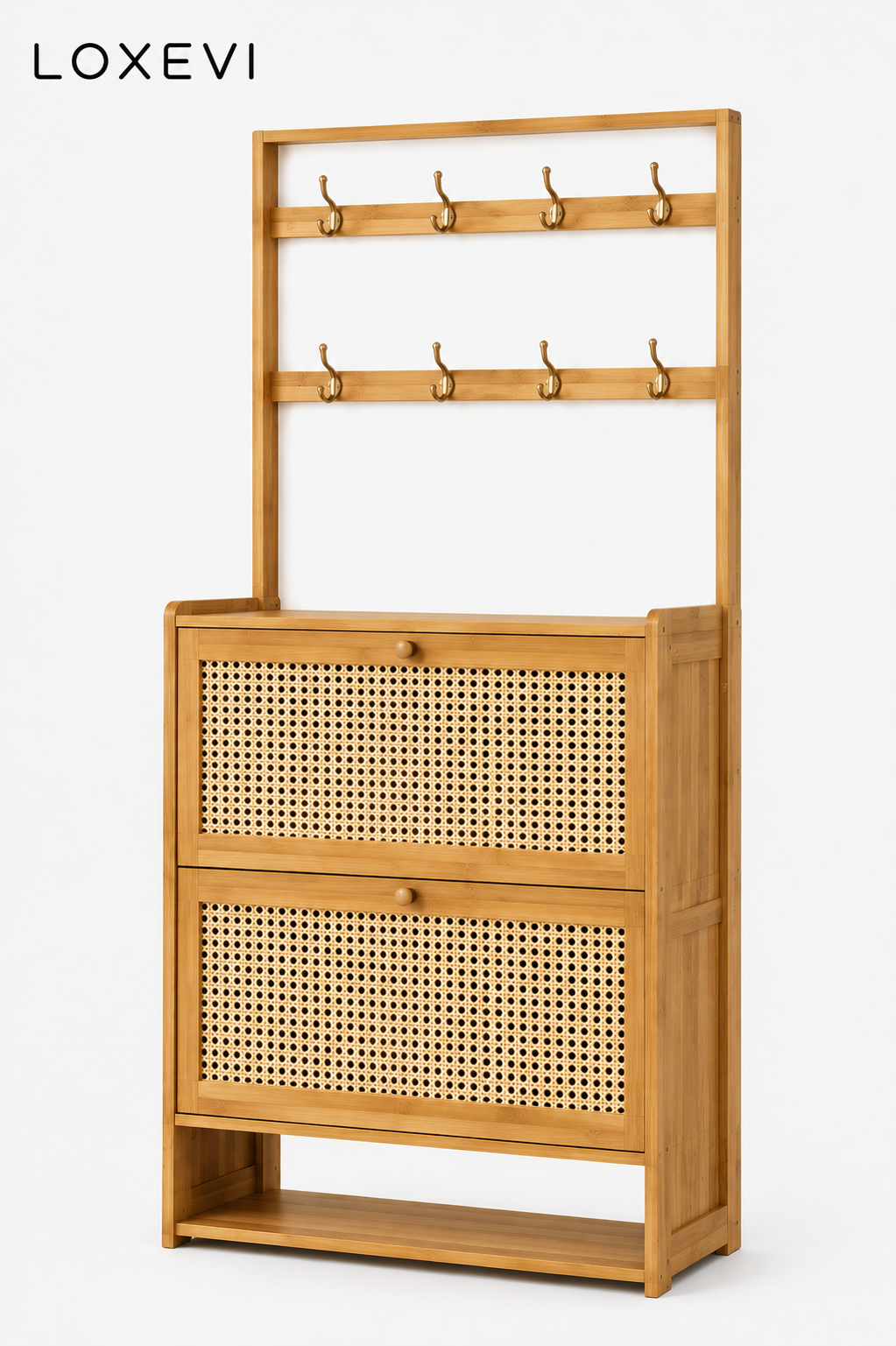 Flip Door Shoe Storage Cabinet with Hooks Loxevi