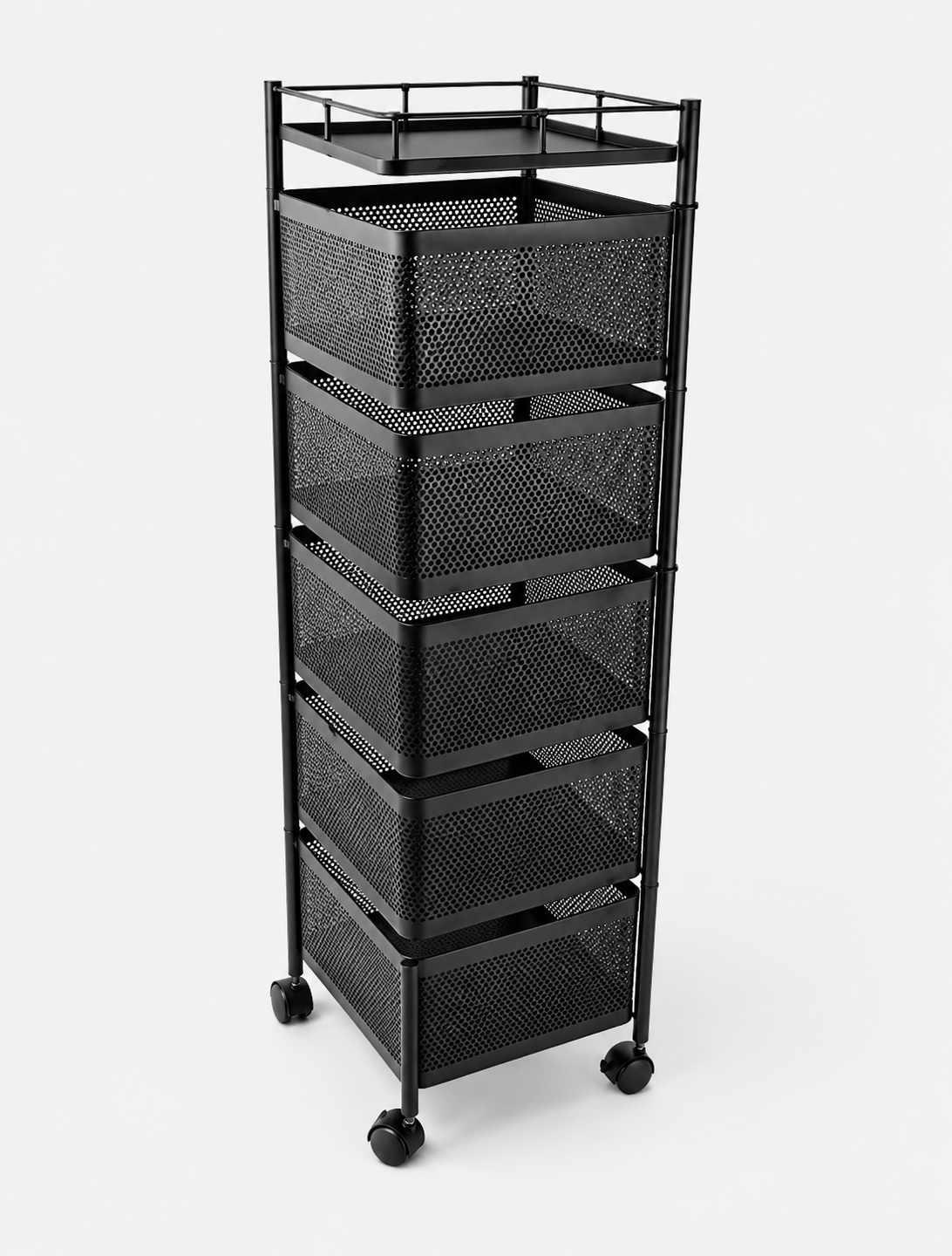 Five Tier Rotating Mobile Storage Basket Loxevi
